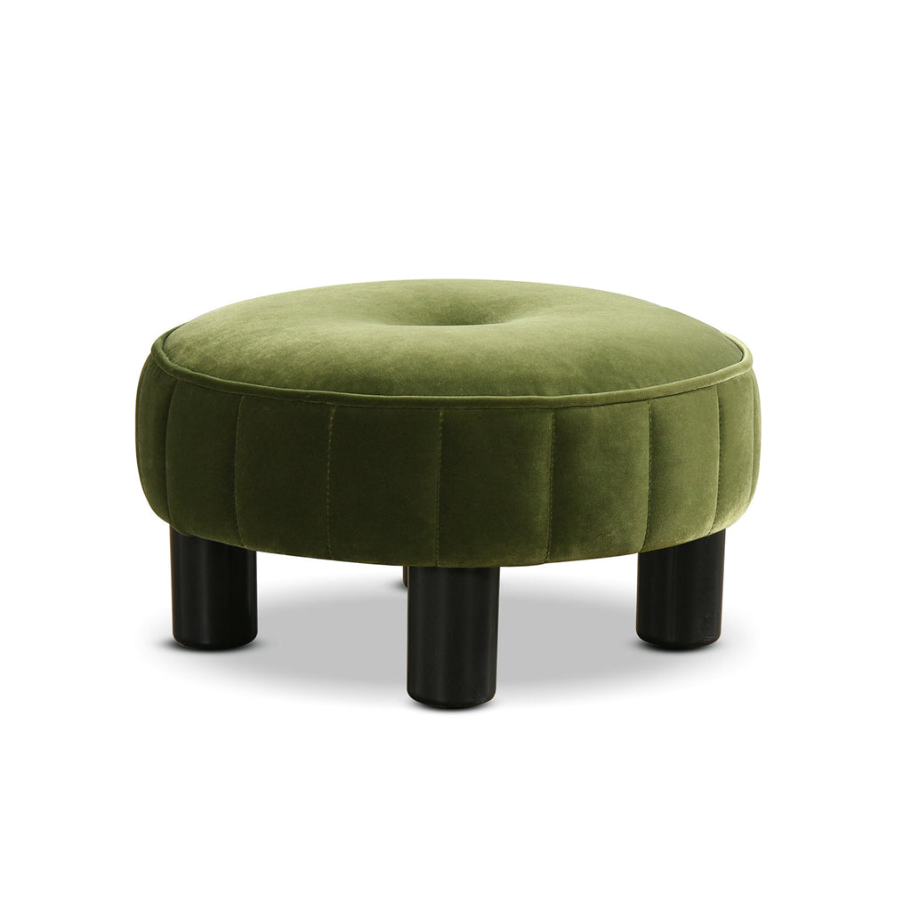 Riley 16" Round Footstool Ottoman, Olive