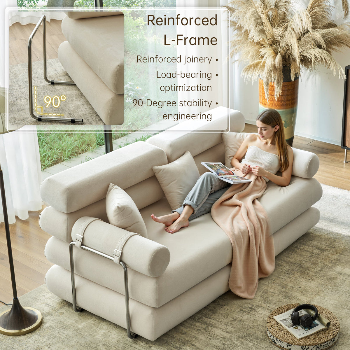 Convertible L-Shaped Sectional Sofa Bed