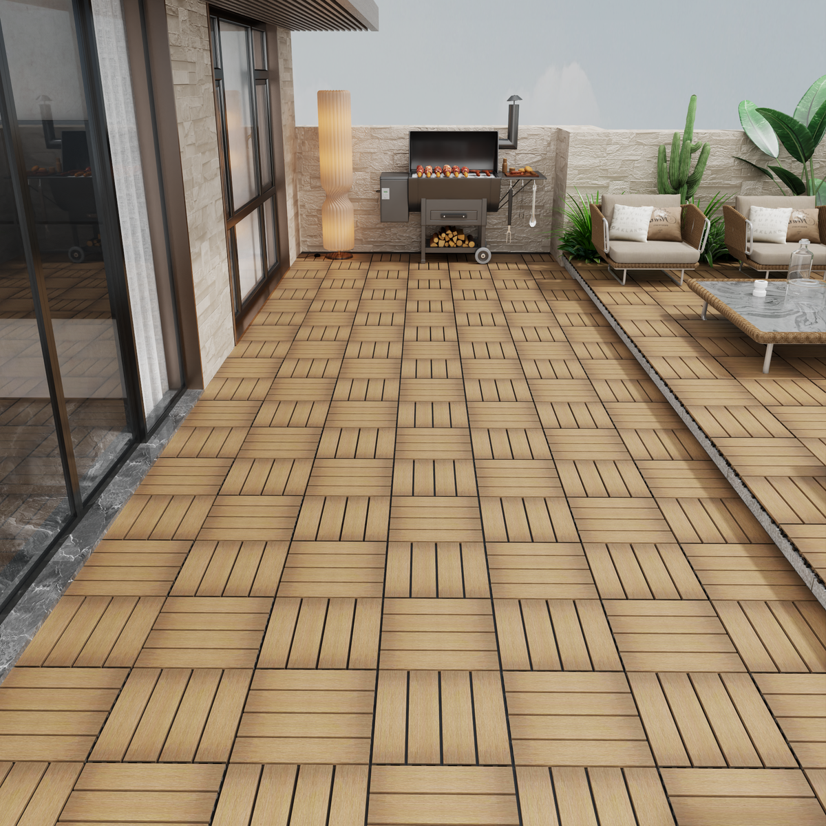 WPC Wood-Plastic Composite Patio Floor Tiles