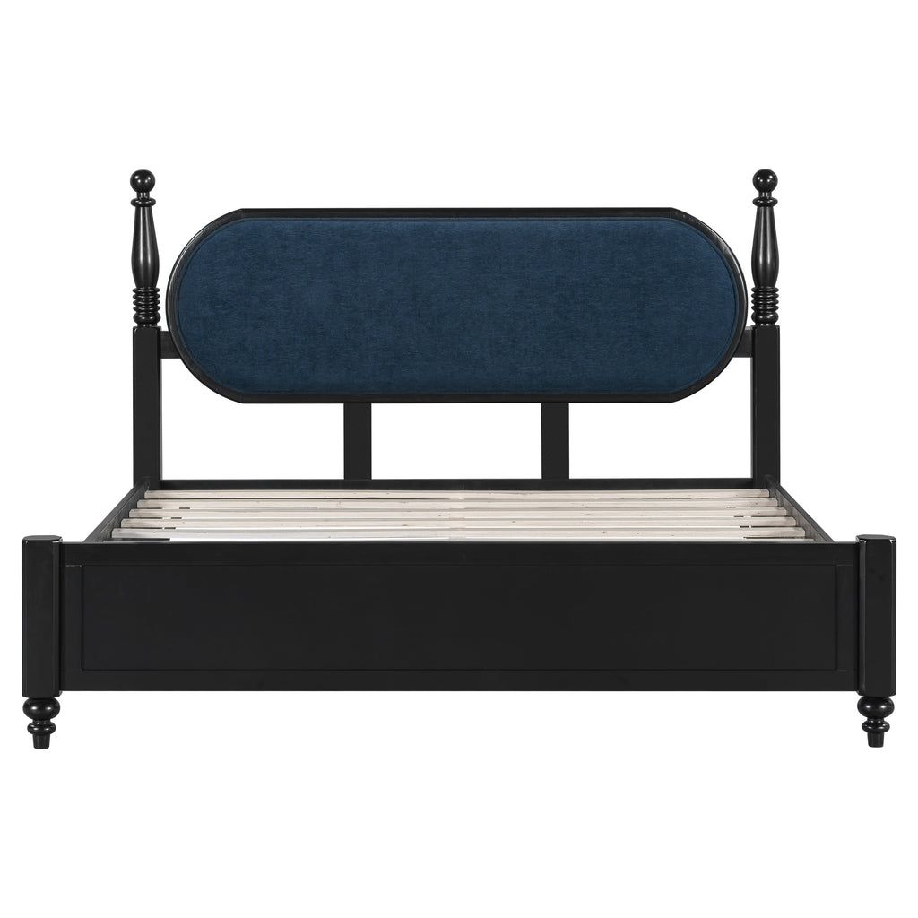 Queen Bed Frame, Solid Wood Platform with Slats