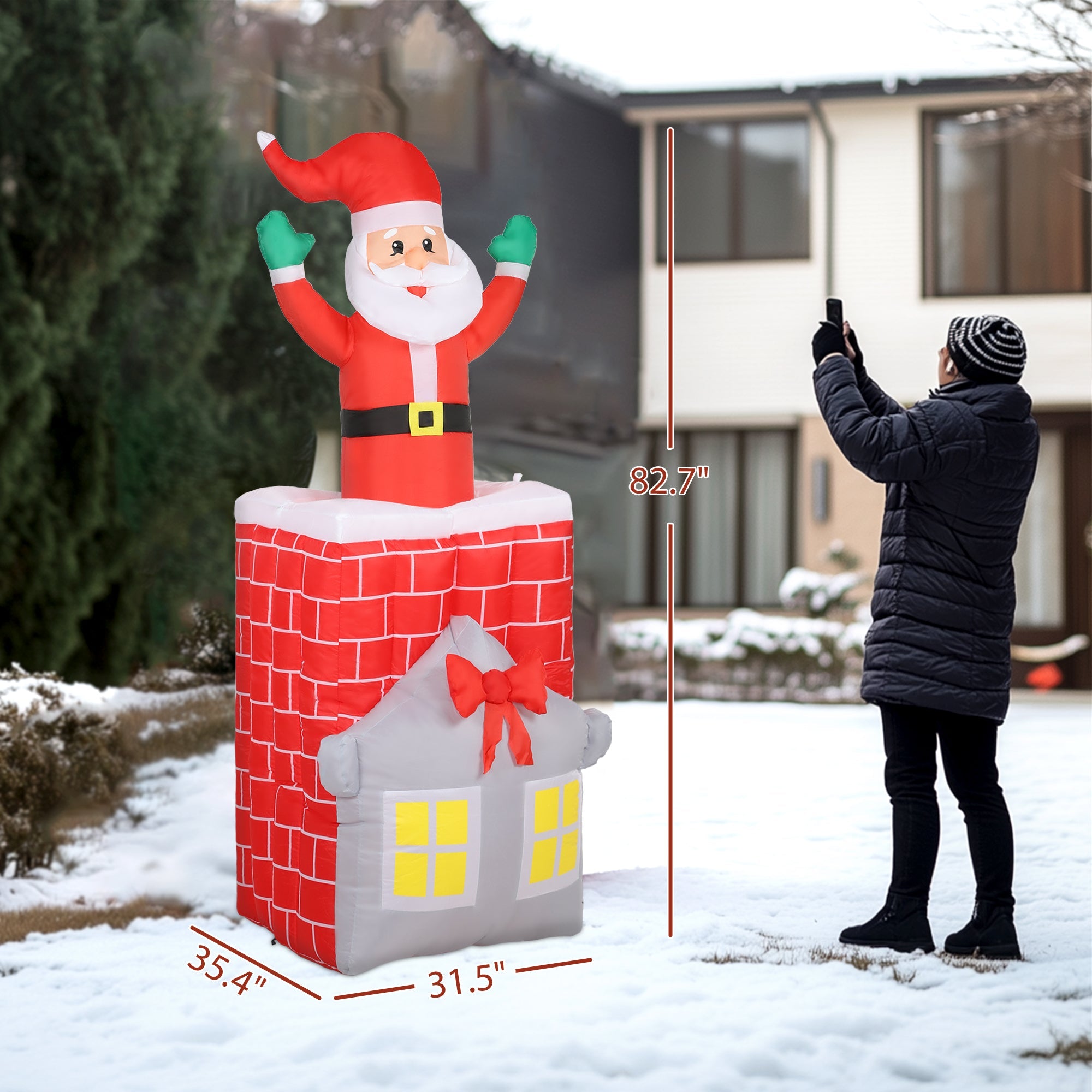 7Ft Christmas Inflatable Santa in Chimney Up and Down