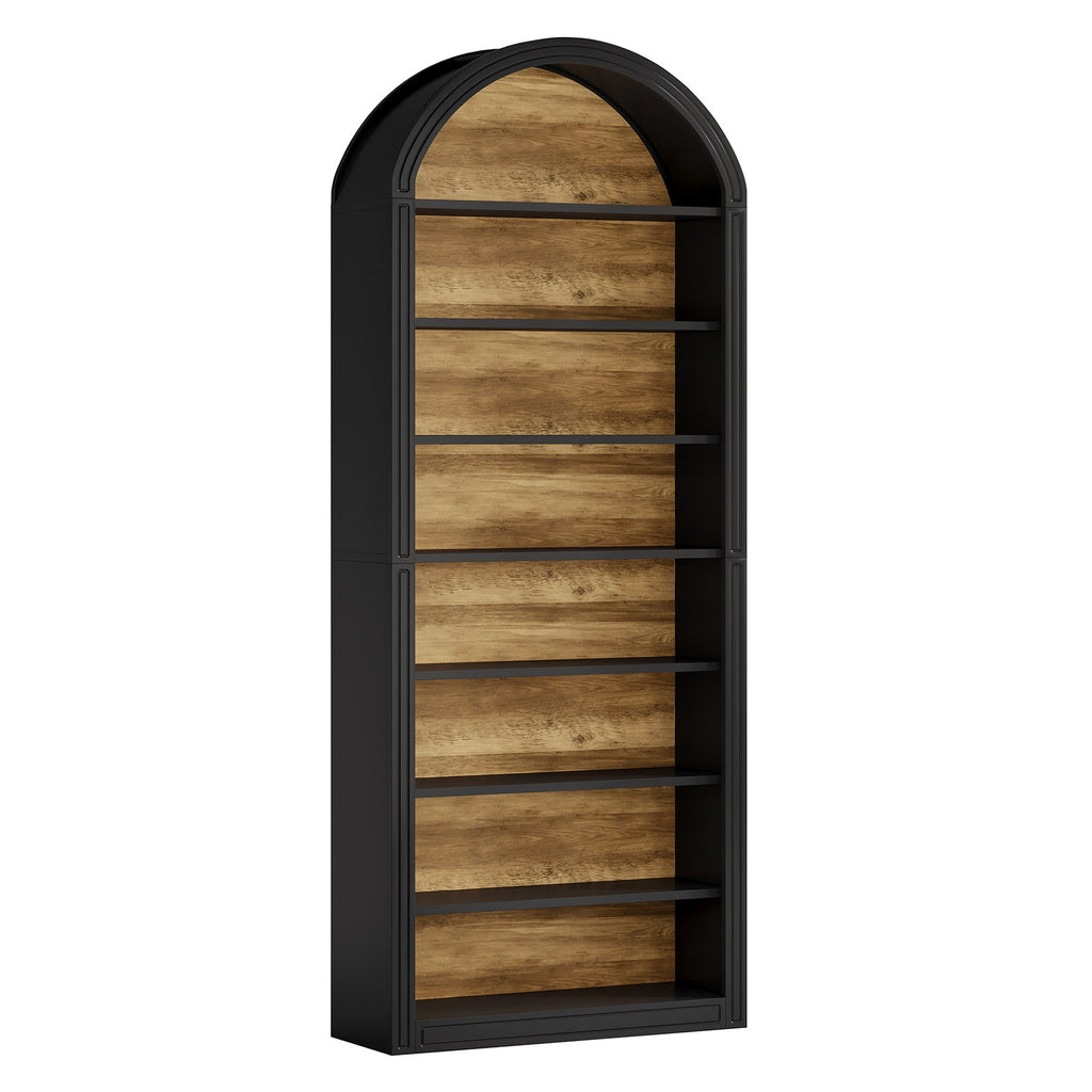 79.53" Tall 8-Tier Black Arched Open Bookshelf