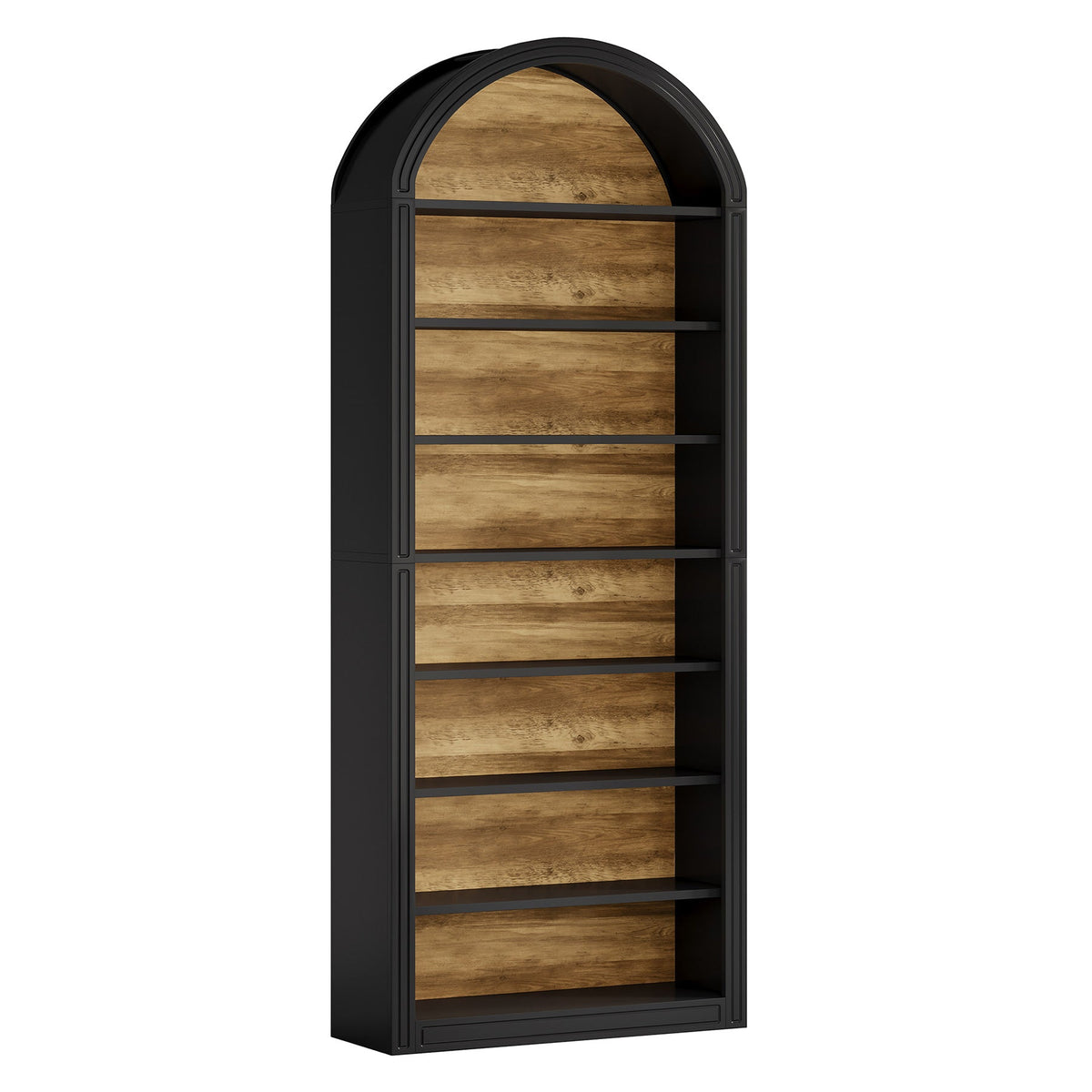 79.53" Tall 8-Tier Black Arched Open Bookshelf