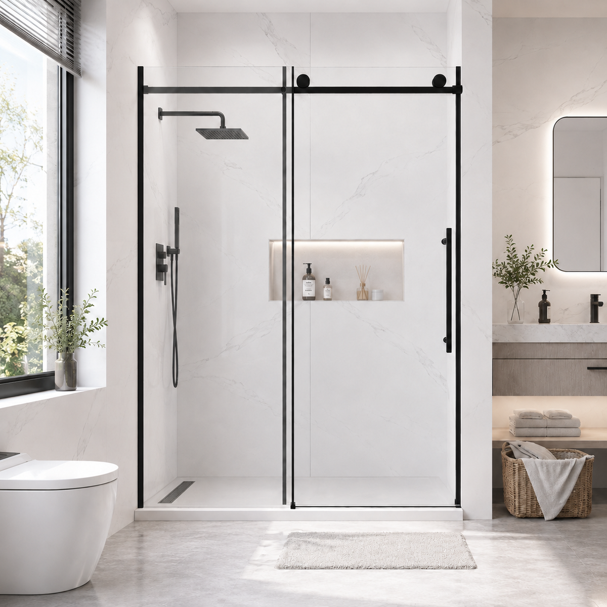 60" W x 73" H Soft Closing Sliding Frameless Shower Door