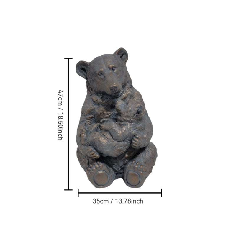 19'' Antique Bronze Mother And Cub Bear Statue