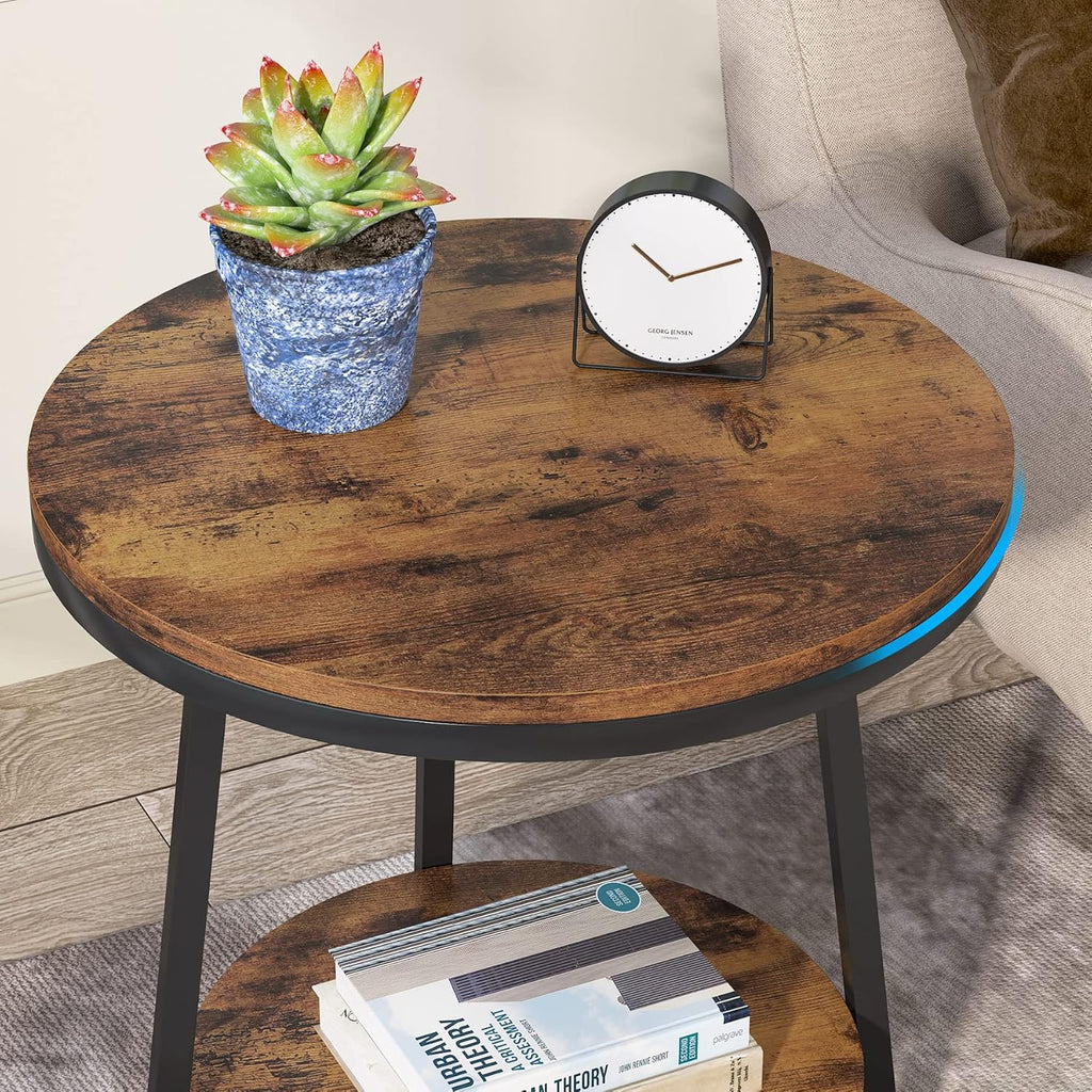19.68" Industrial End Table with Storage Shelf
