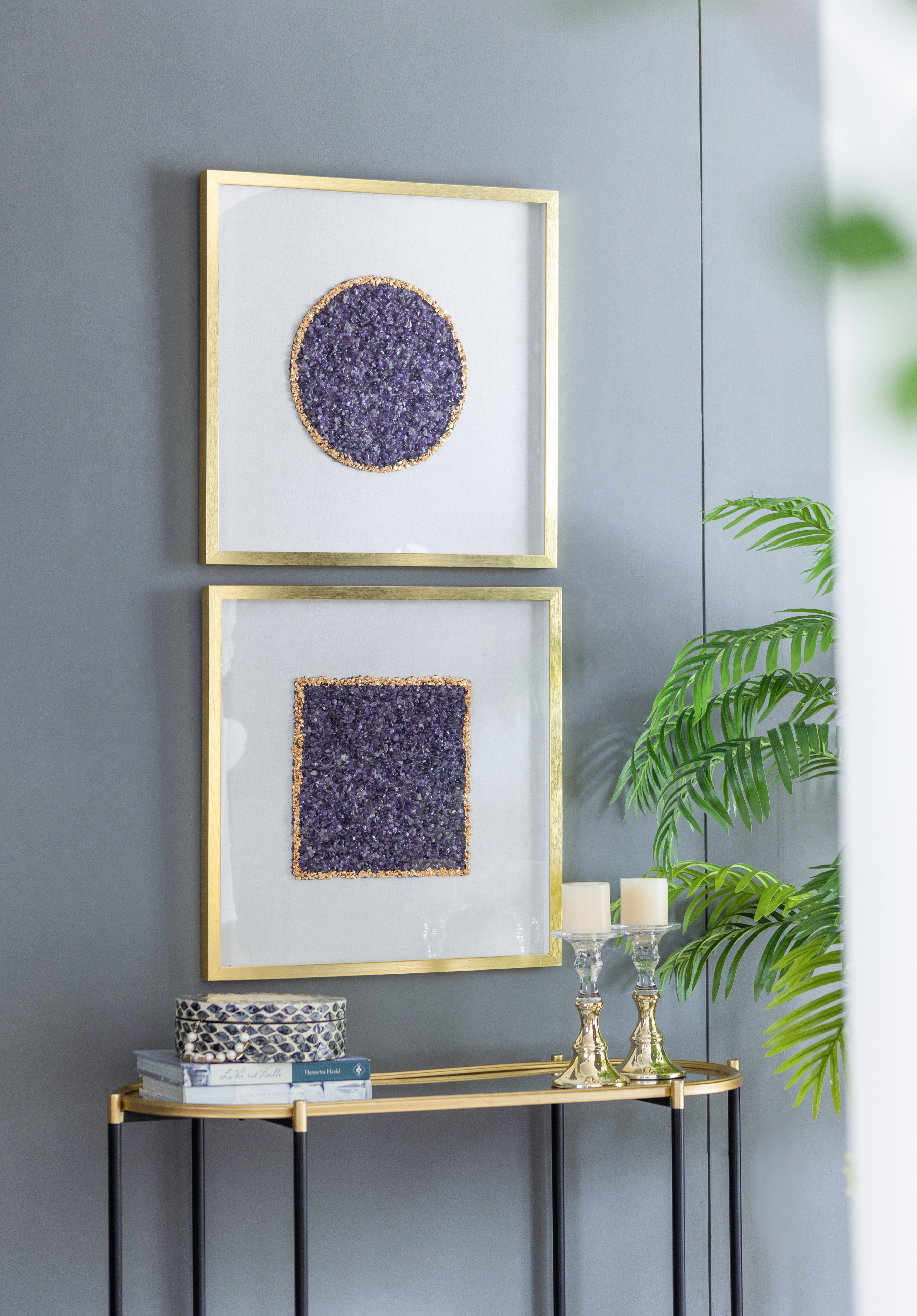 Set of 2 Lillian Purple Crystal Shadow Boxes