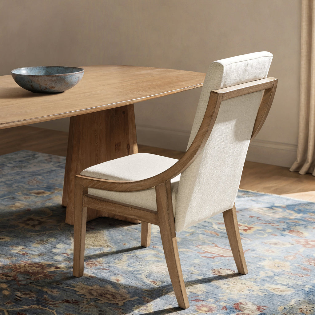 Lennox High-Back Upholstered Reclaimed Pine Wood Dining Chair Set