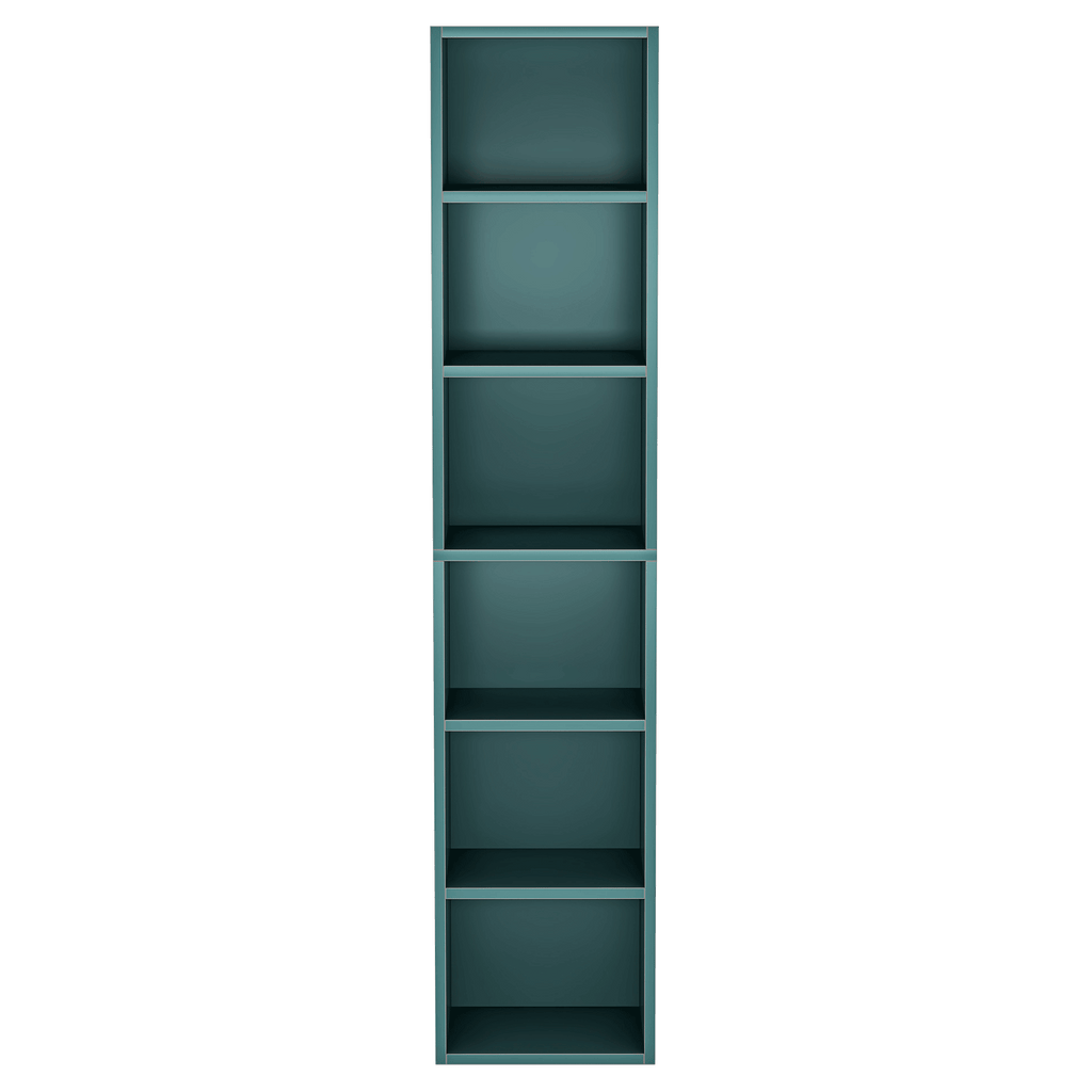 70.9" Blue 6-Tier Narrow Corner Cube Bookcase