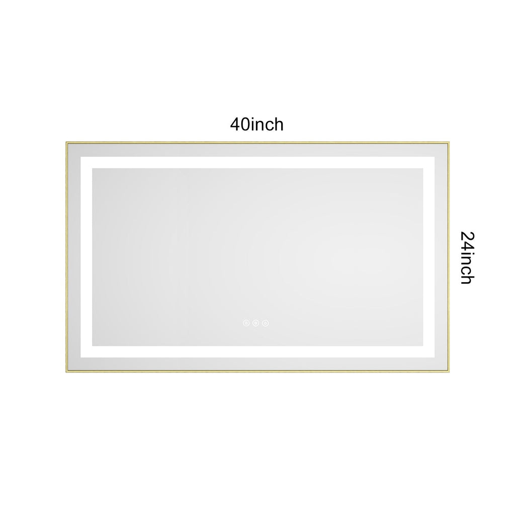 40 x 24 Inch LED Bathroom Mirror with Front and Backlight