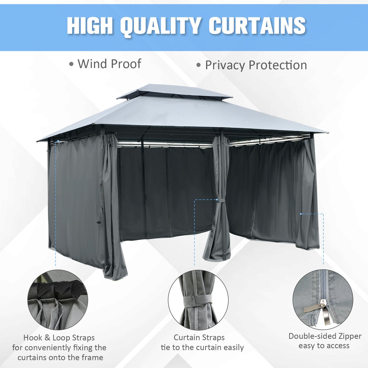 Outsunny 10' x 13' Patio Gazebo, Outdoor Canopy Shelter