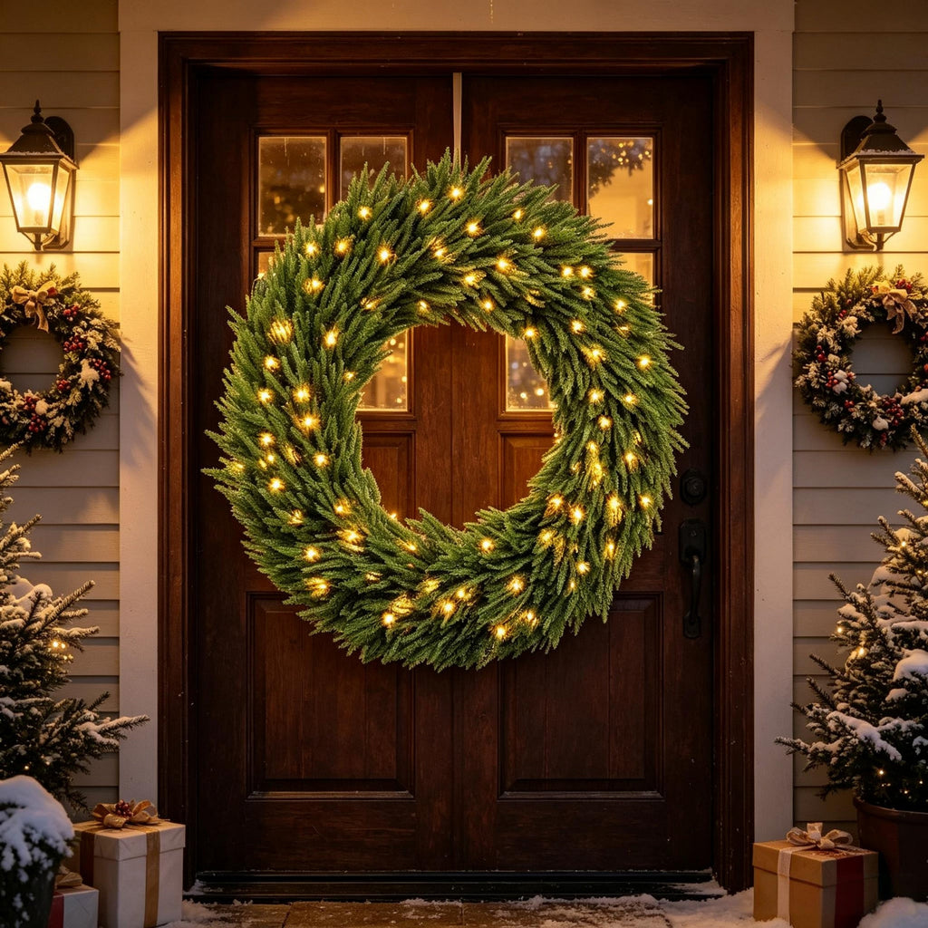 36-Inch Pre-Lit Green Christmas Wreath