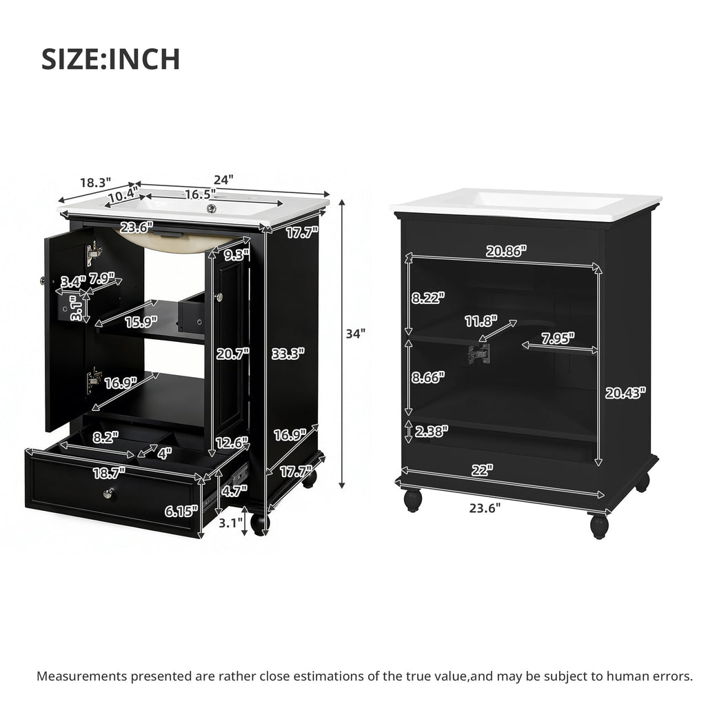 24'' Bathroom Vanity with Ceramic Sink