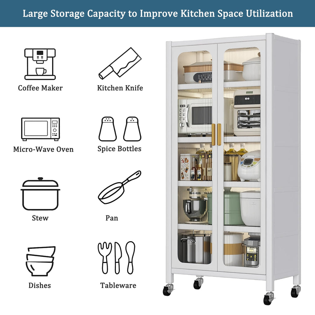65" Kitchen Pantry Storage Cabinet