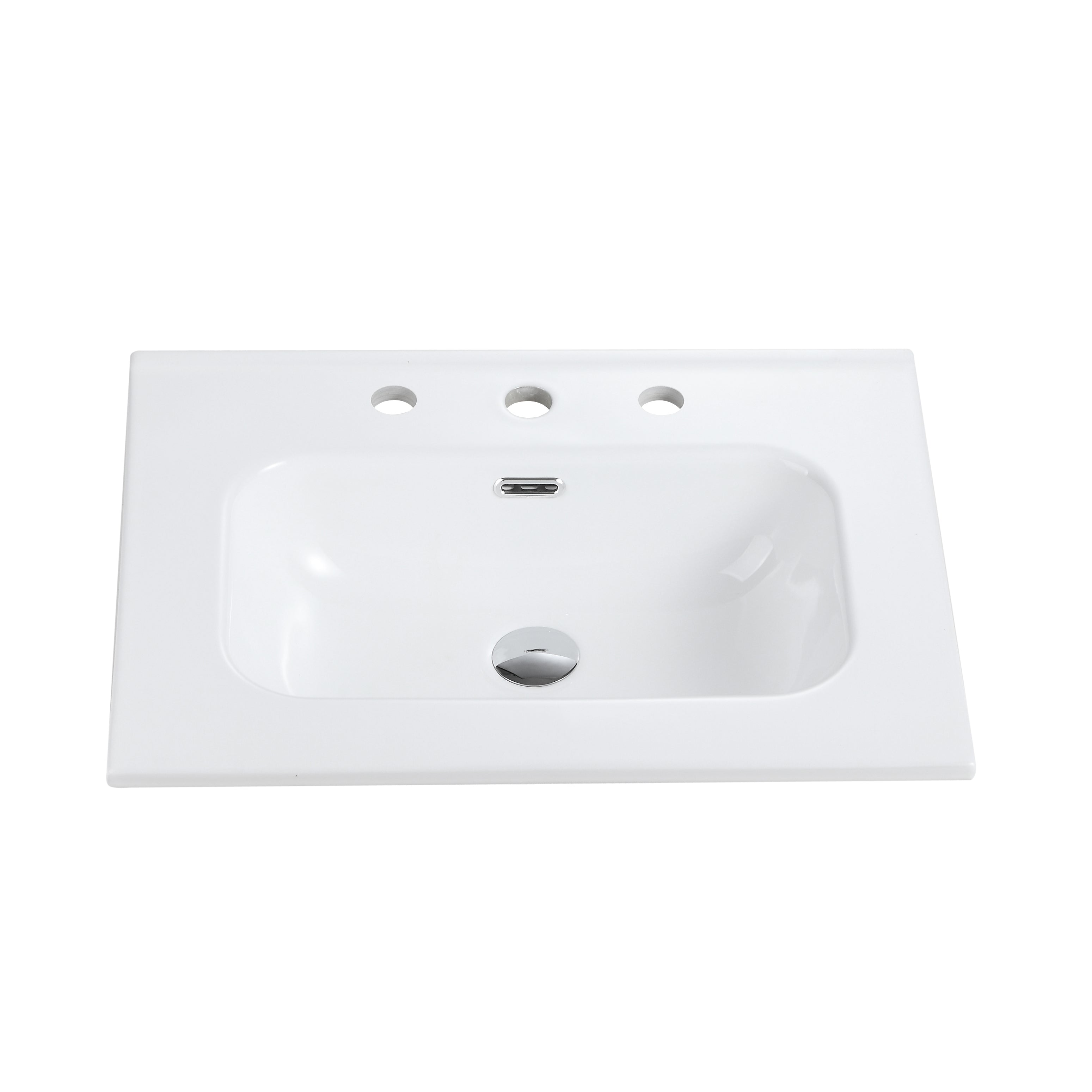 Glossy White Ceramic Integrated Bathroom Sink