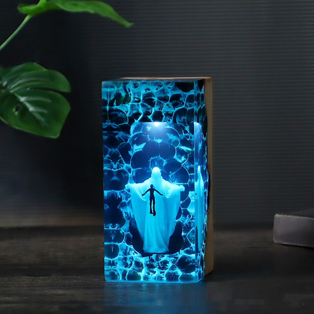Resin Night Light Jesus Desktop Decoration Crafts