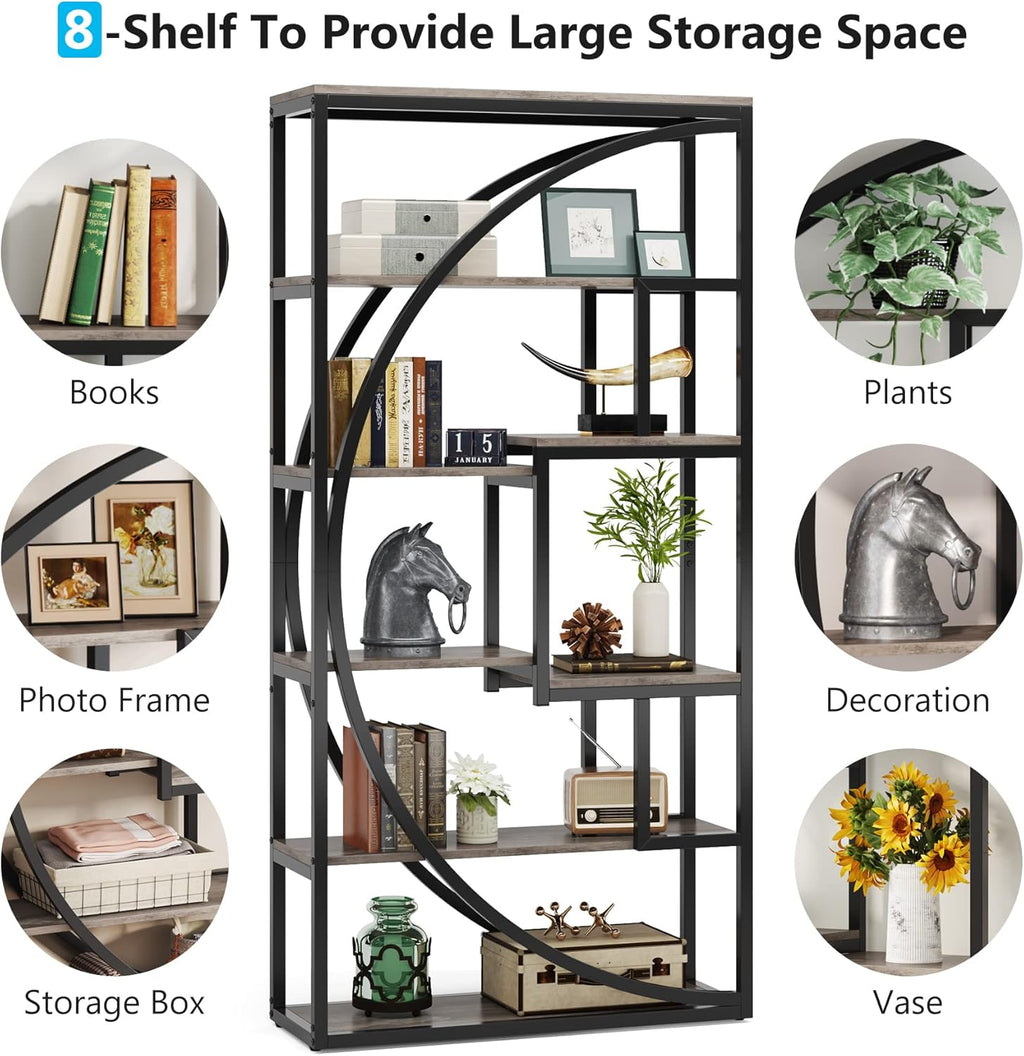 70.47" Height Industrial 5-Tier Vintage Etagere Bookcase