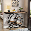 39.4" Industrial 4-Tier Entryway Console Table with Geometric Circle Frame