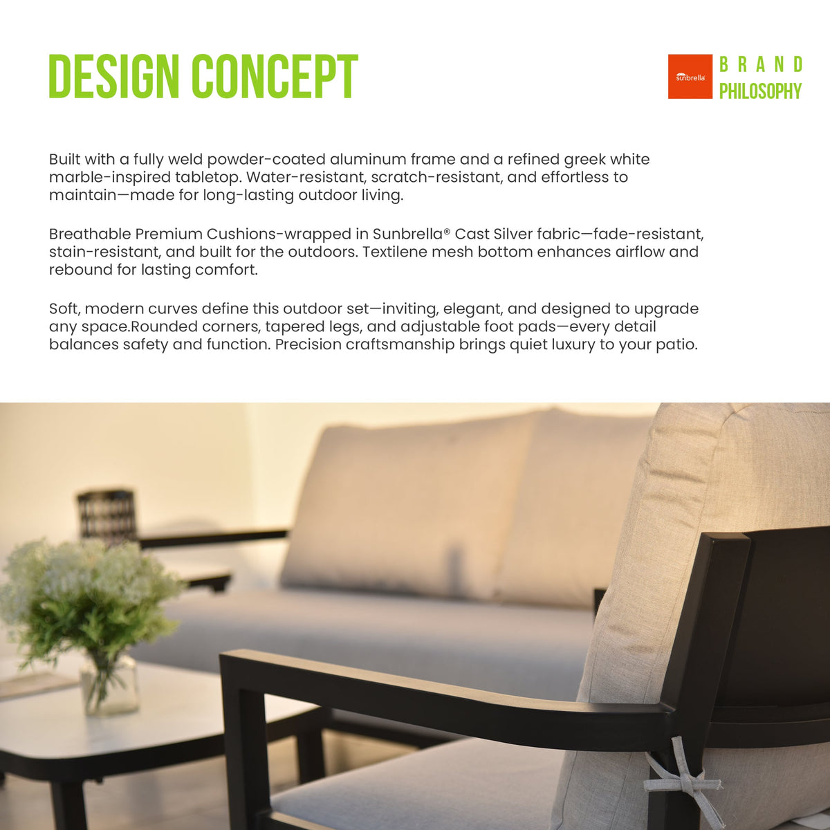 4PC Outdoor Conversation Set with Modern Club Chairs