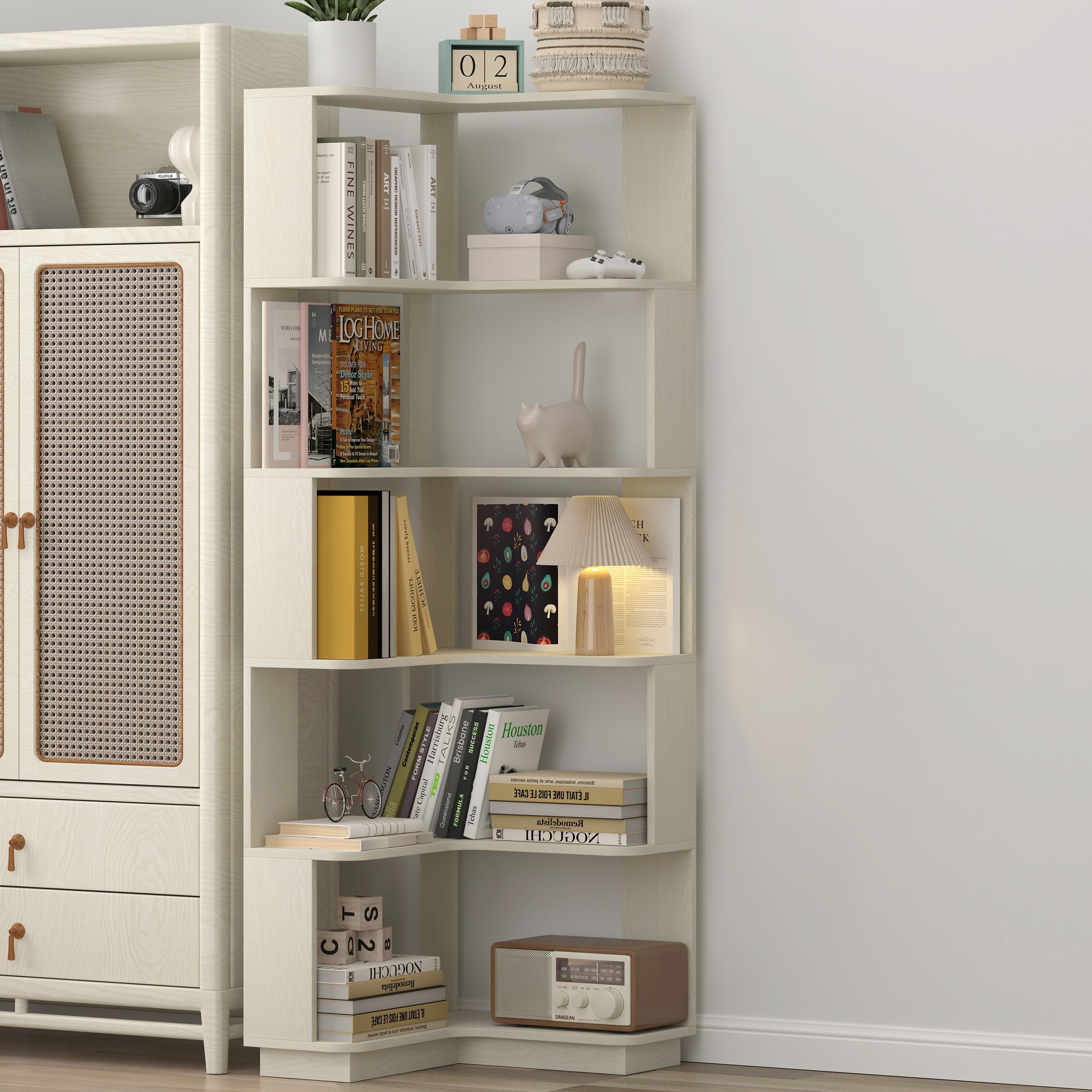 6 Tier Freestanding L-Shaped Corner Bookshelf