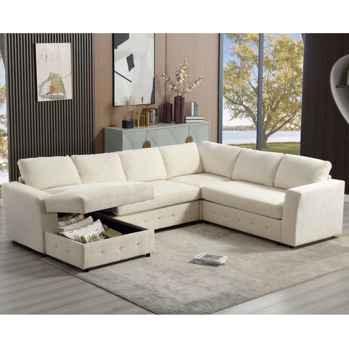 110.75" Modern U Shaped Sectional Sofa