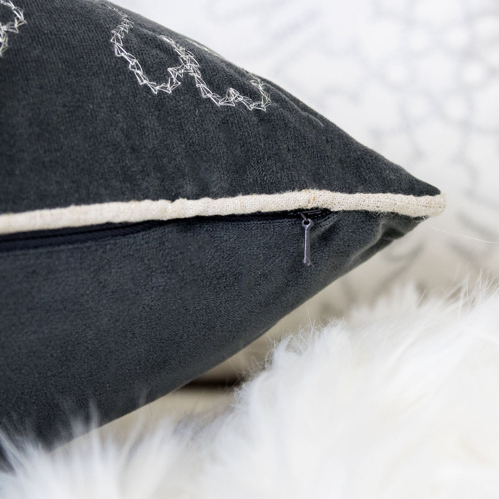 Gray Velvet Holiday Throw Pillow - 20x20