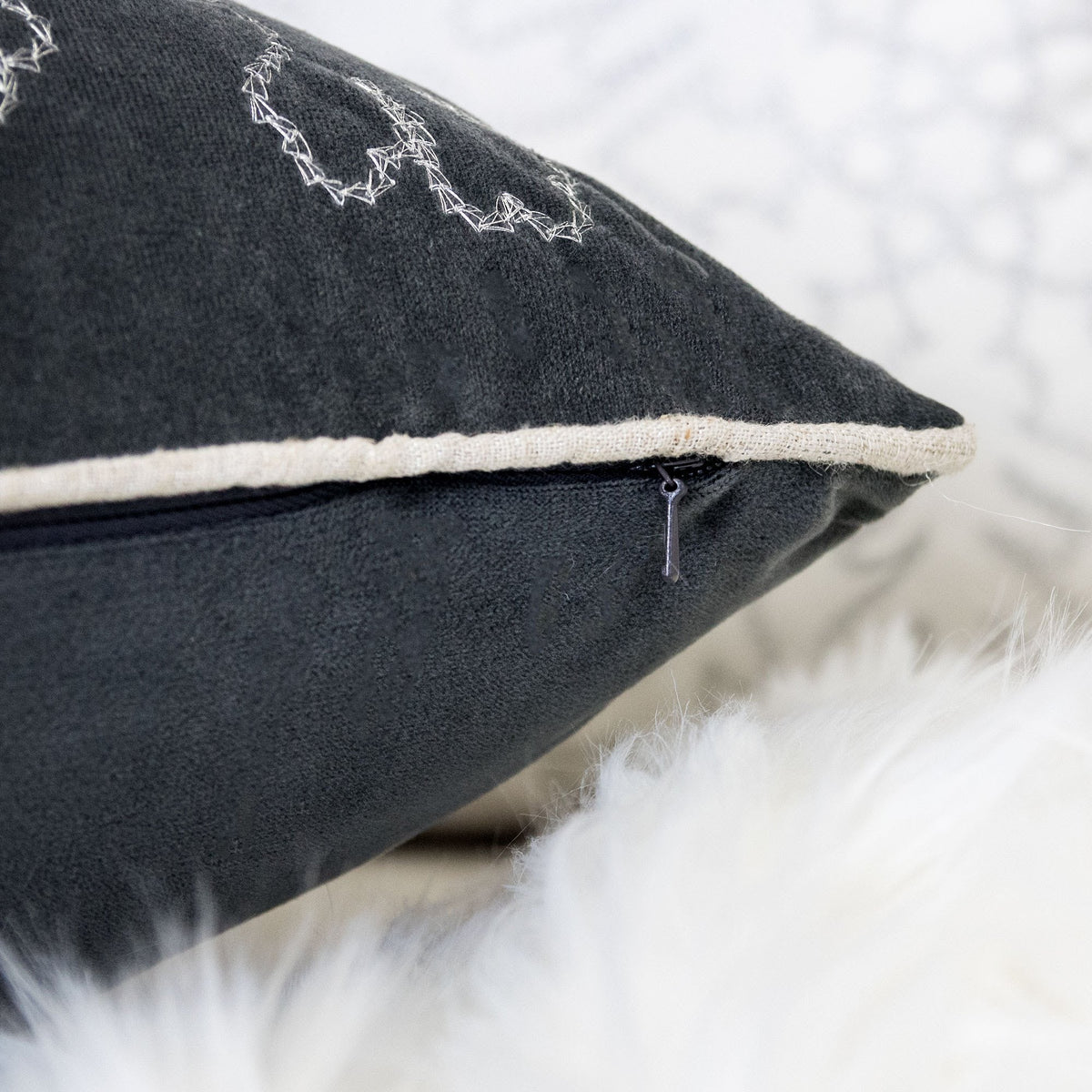 Gray Velvet Holiday Throw Pillow - 20x20