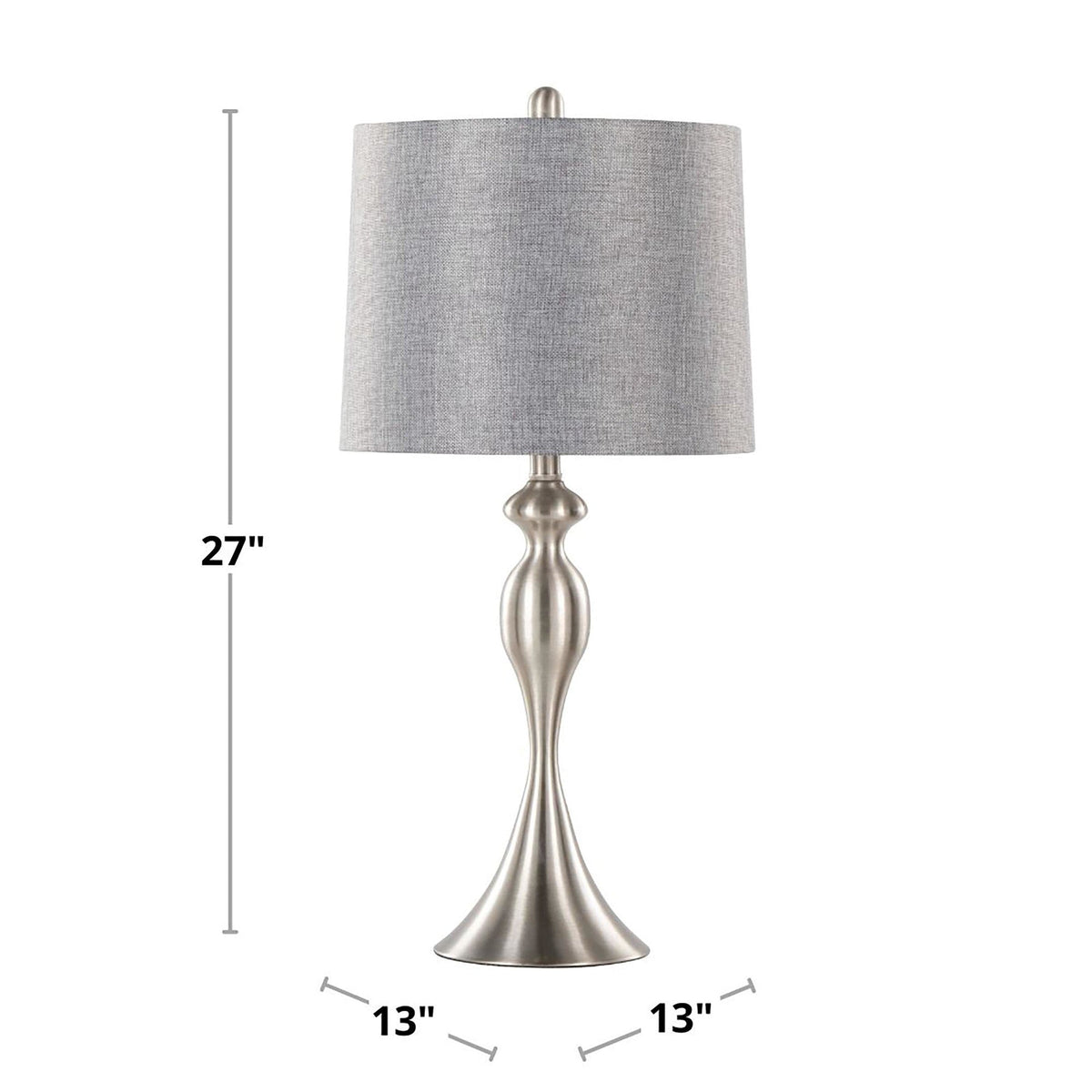 27" Contemporary Metal Table Lamp in Brushed Nickel