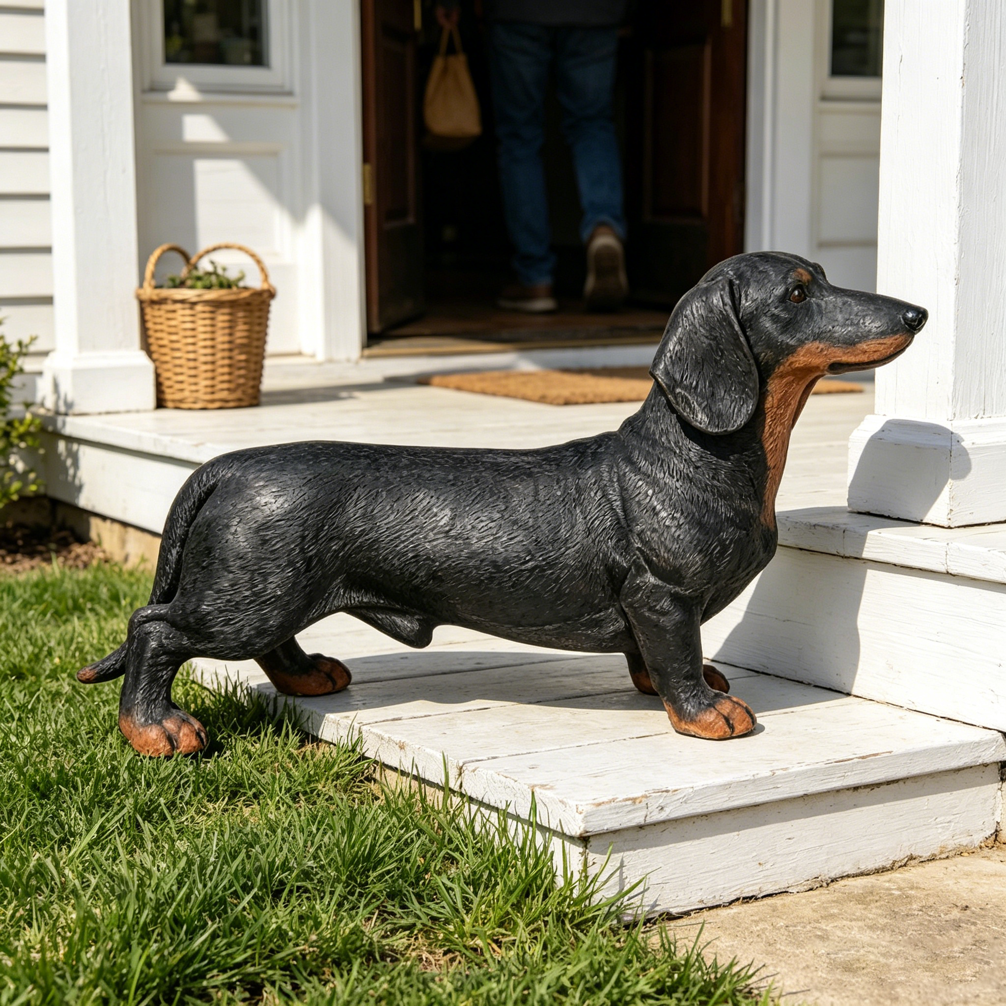 26 Inch Black and Tan Dachshund Statue
