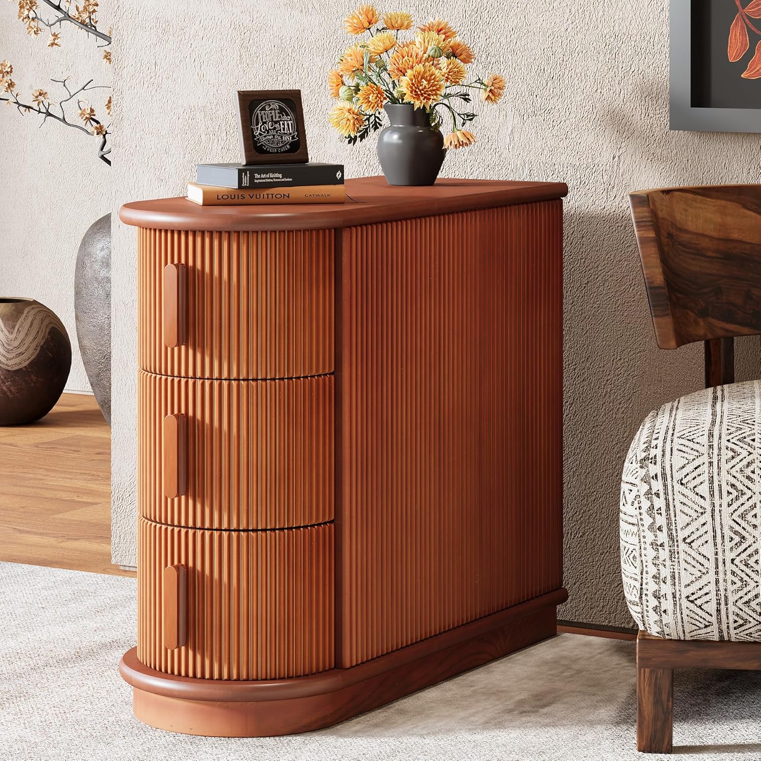 10.8" Solid Wood 3-Drawer Narrow End Table