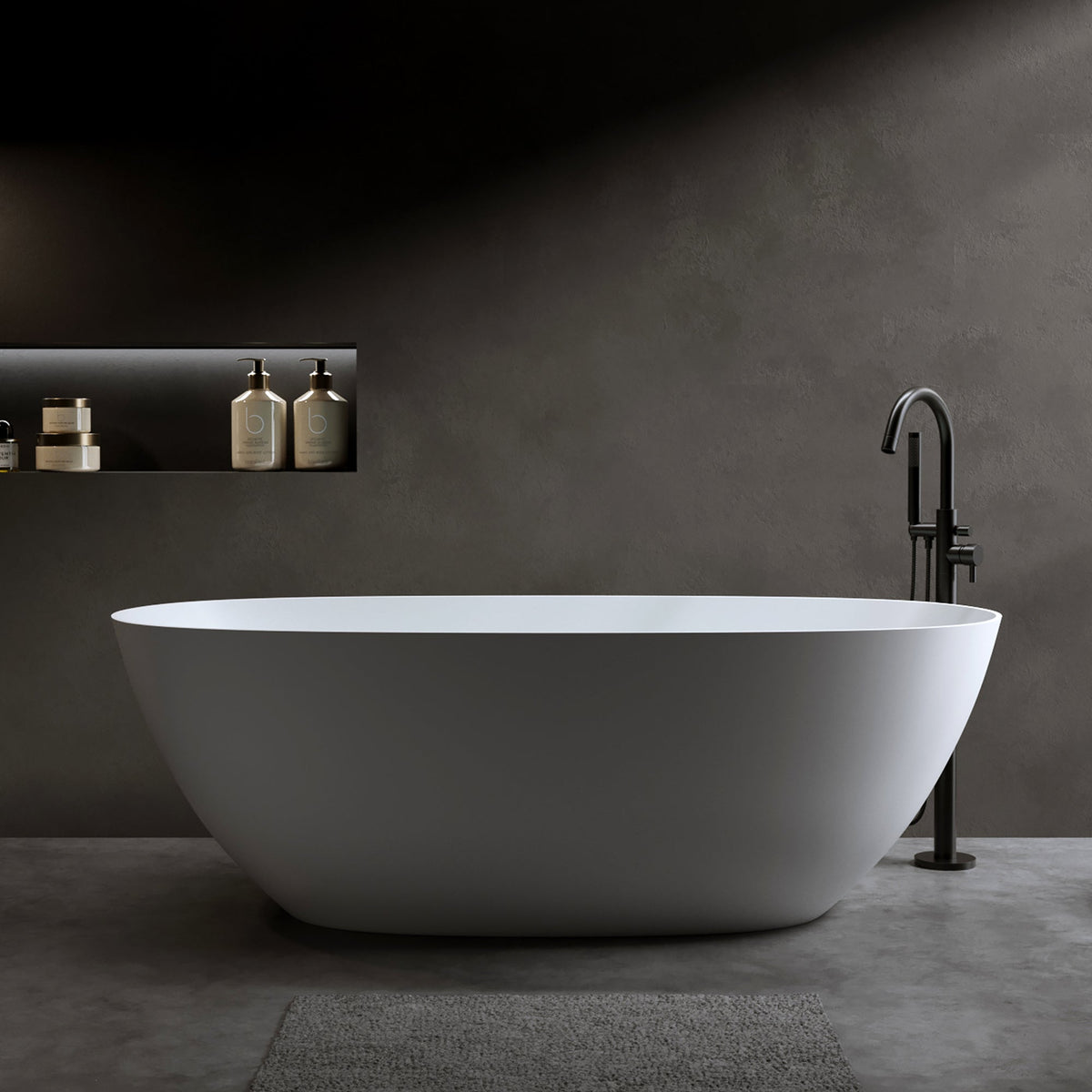 61'' Freestanding Bathtub - Resin Stone Soaking Bathtub