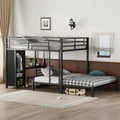 Queen Over Queen Size Bunk Bed Frame with Built-in Wardrobe