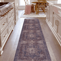 MAVAL Burgundy Washable Runner Rug 2'6'' x 10'