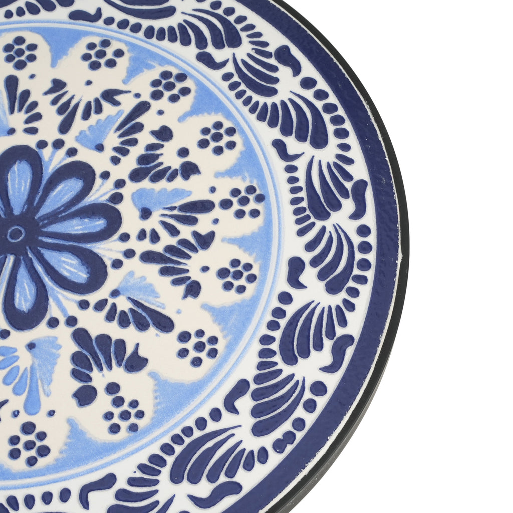 Patio Side Table, Blue + Black