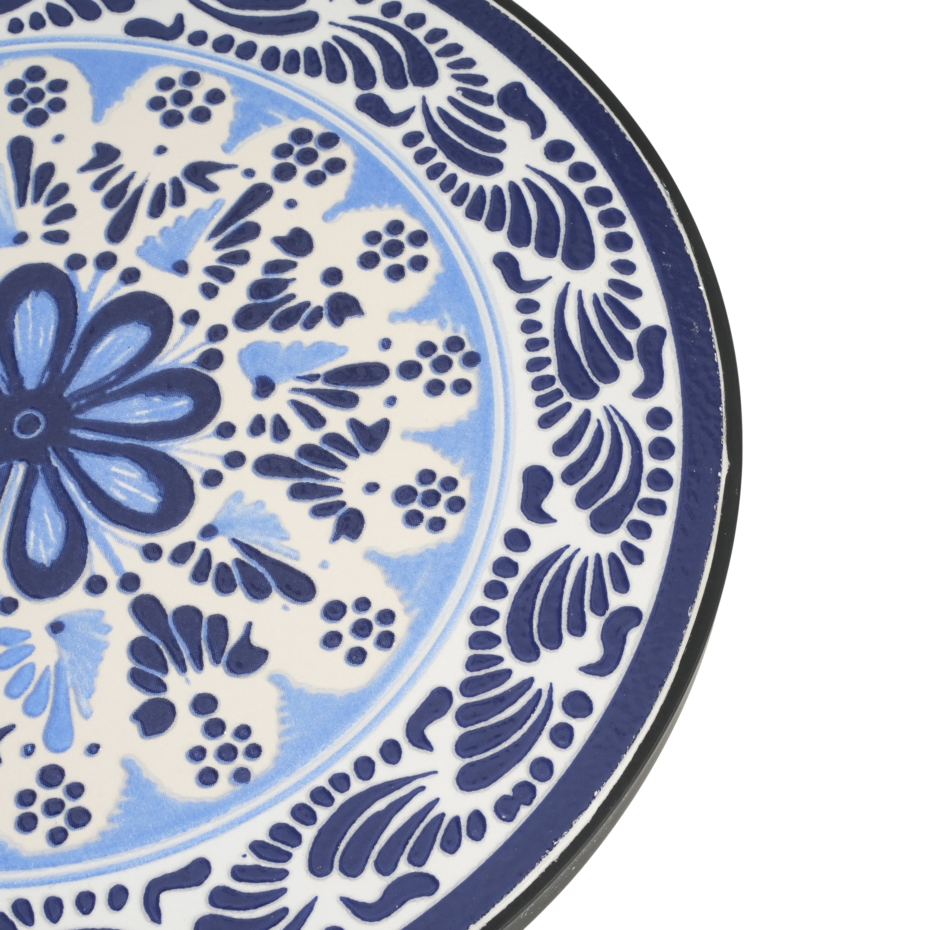 Patio Side Table, Blue + Black