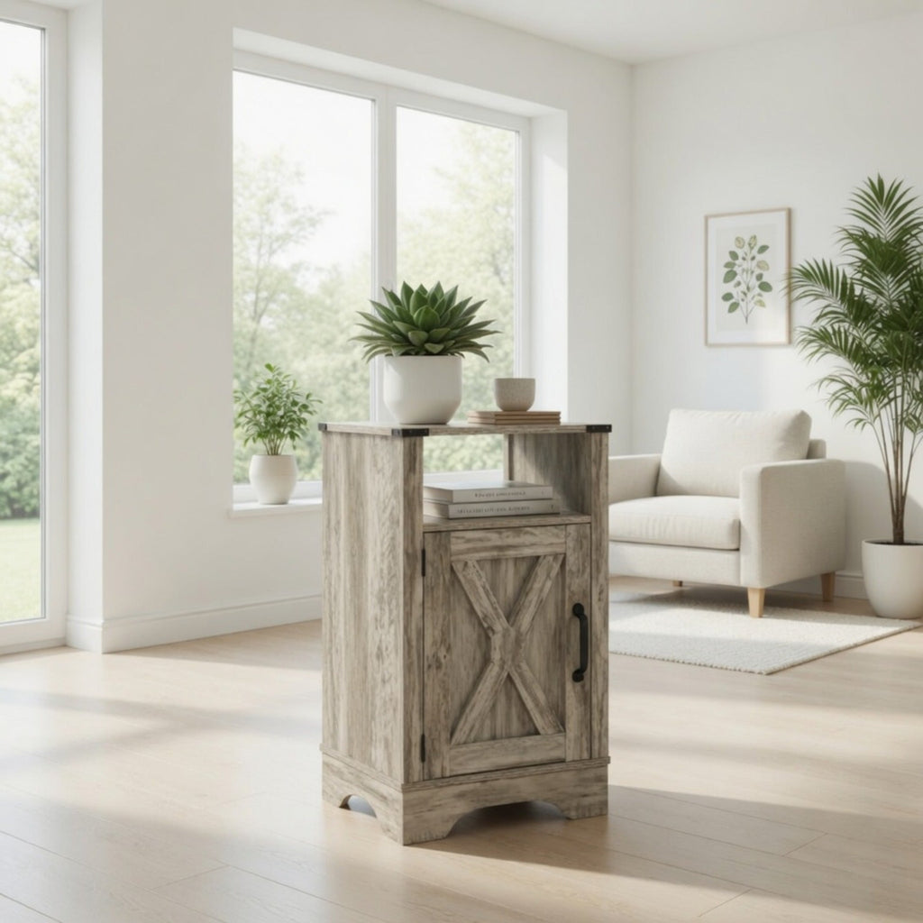 16" Light Grey Farmhouse Nightstand