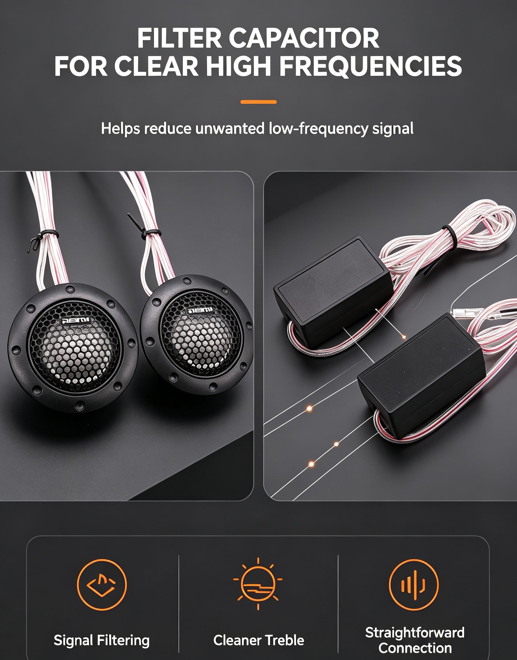1.5 Inch Car Tweeter Speaker Dome Audio High Pitch Loudspeaker  Car Audio Modification Accessory