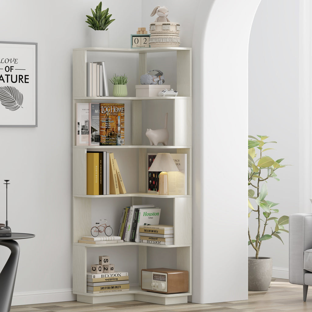 6 Tier Freestanding L-Shaped Corner Bookshelf