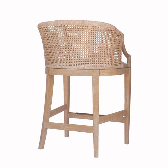 Handcrafted Rattan Counter Stool 25" H
