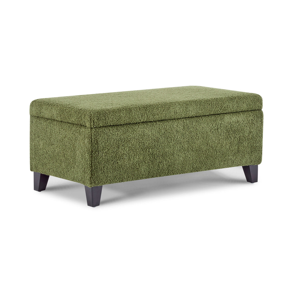 Storage Ottoman with Flip-Top Lid, Easy Assembly, Boucle Fabric & Rubber Wood Legs, Retro
