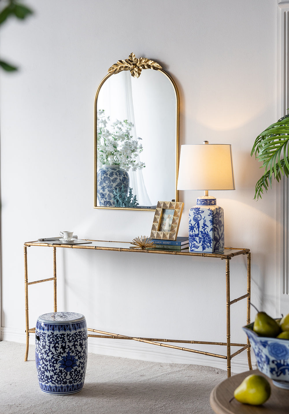 Elegant Table Lamp with Blue Decorative Patterns
