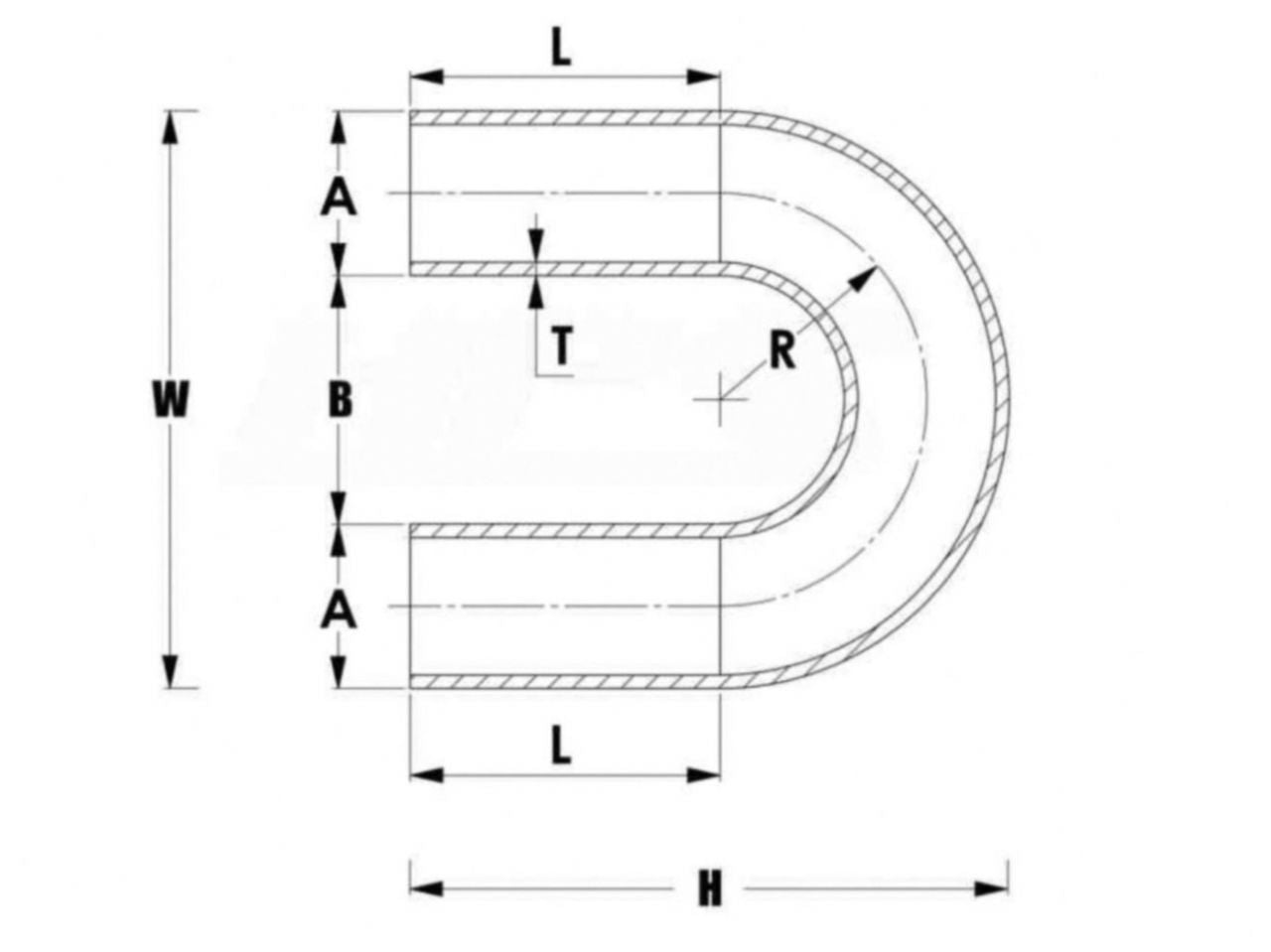 HPS Performance Products HPS 3-1/2" OD 180 Degree U Bend 6061 Aluminum Elbow Pipe Tubing w/ 4-1/2" CLR