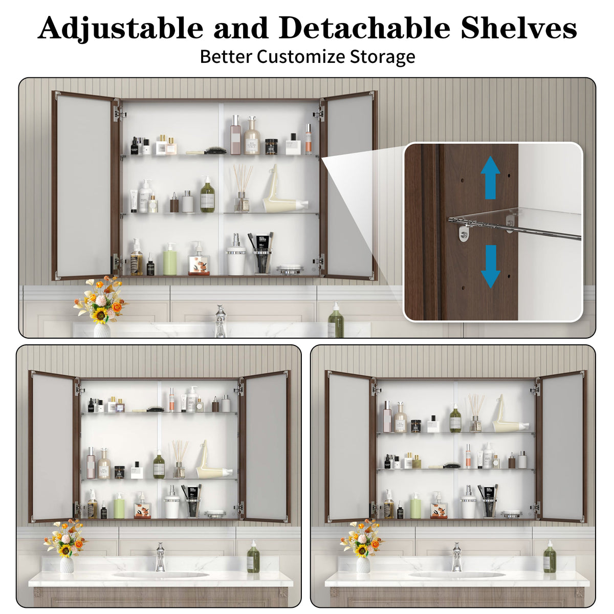 32x28 Medicine Cabinet with Mirror for Bathroom