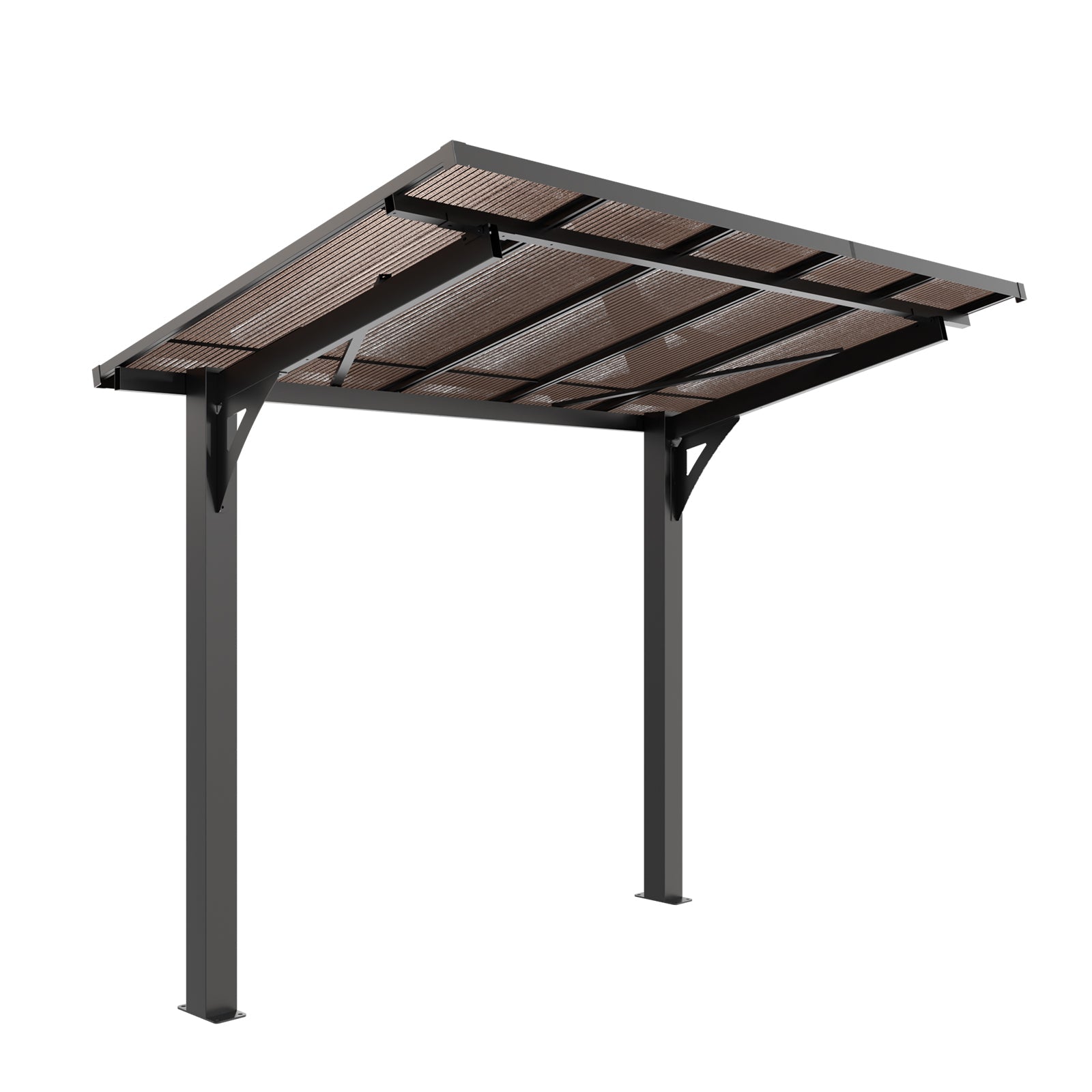 8x5ft Galvanized Steel Carport with Sloped PC Roof