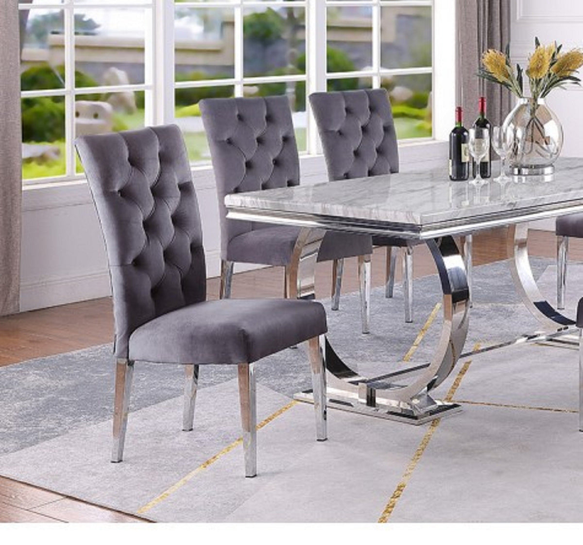 Modern Velvet Upholstered Dining Chair Set of 2