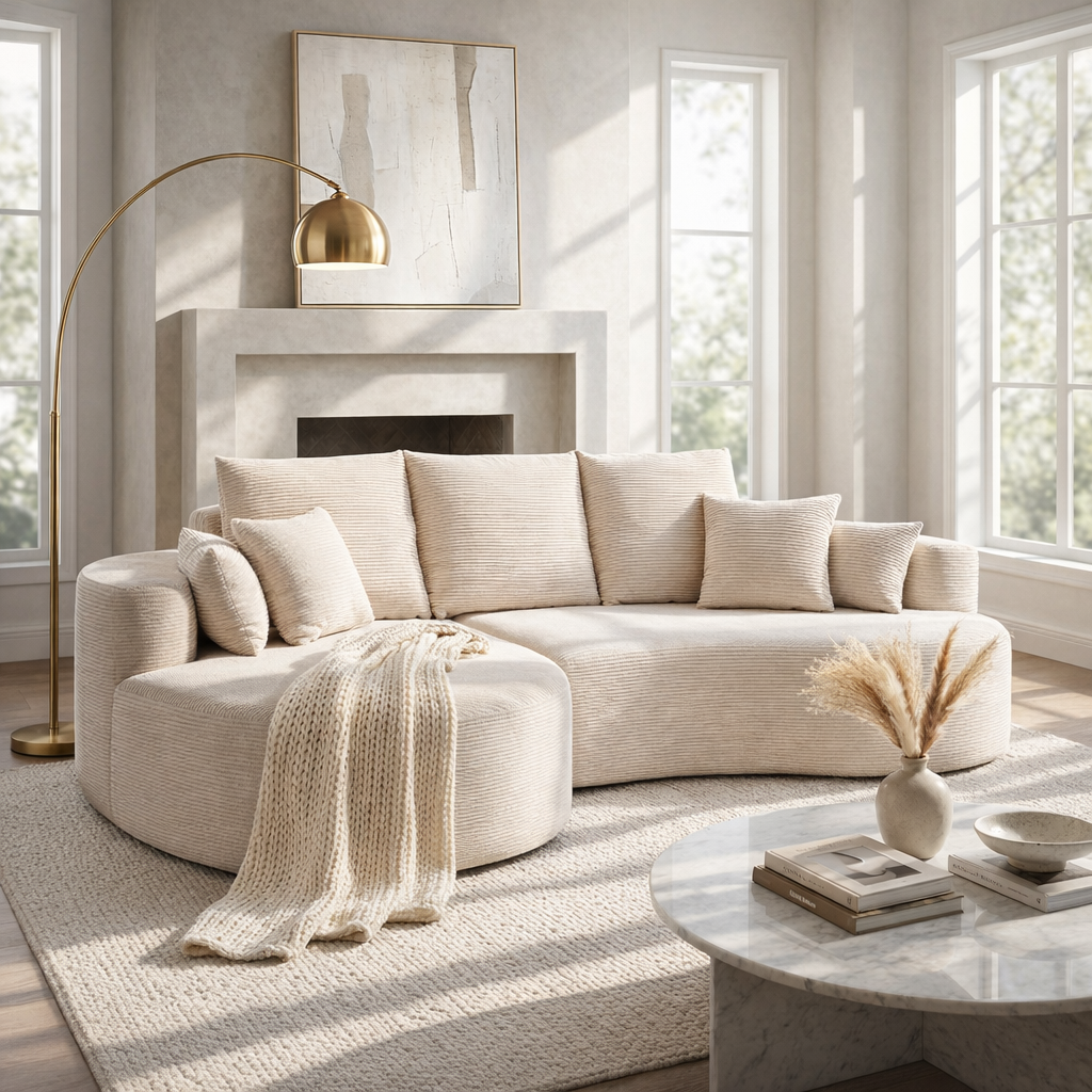 106 in. 2 - Piece Fabric Cloud Curved Sectional Sofa