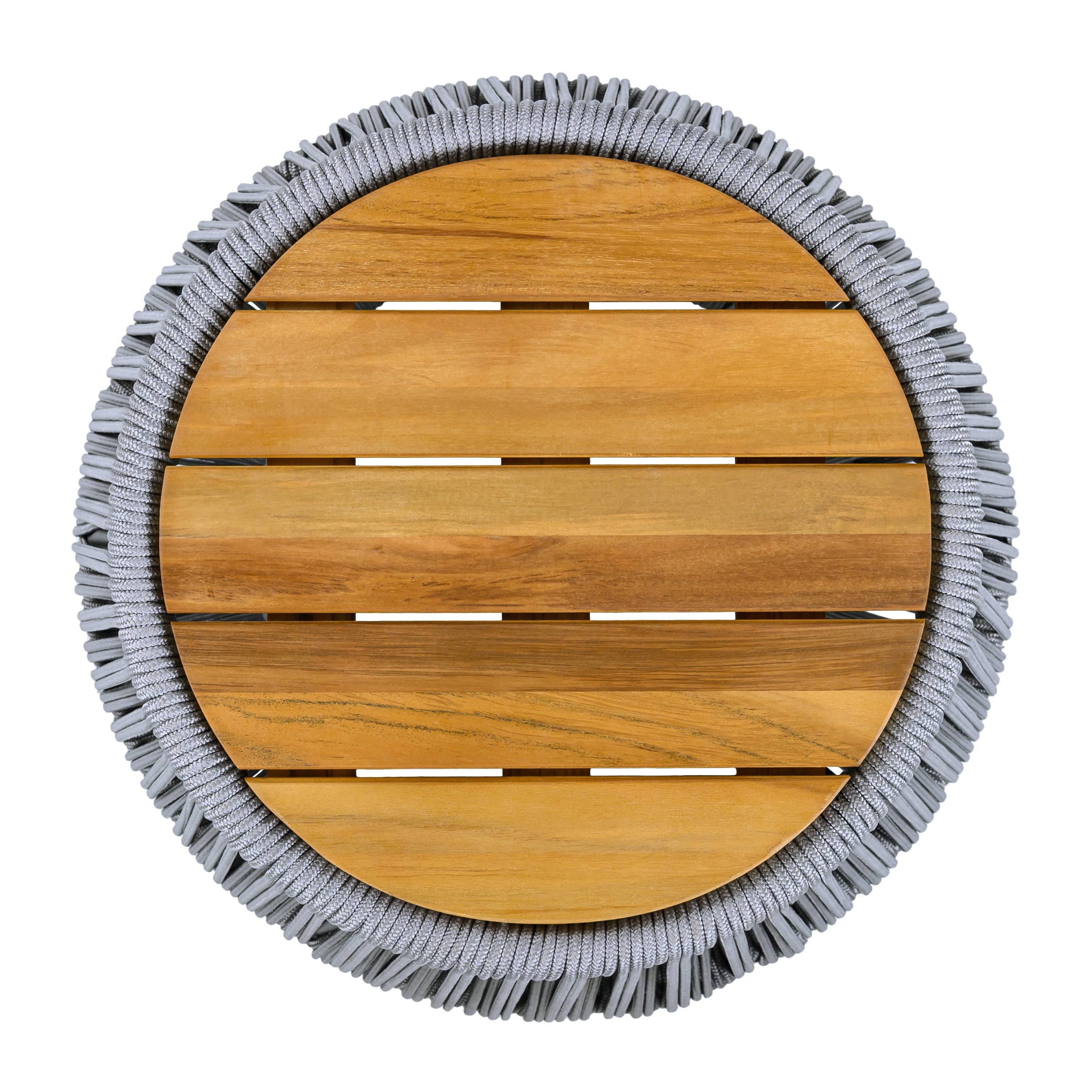 Acacia Wood Side Table with Grey Rope Design