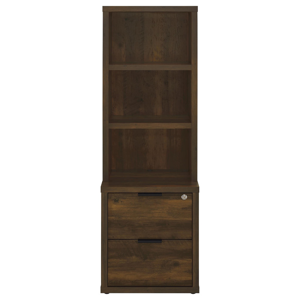 Geary Dark Pine 3-Piece Wall Unit Bookcase Set with USB
