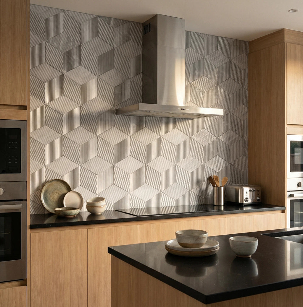 Hexagon Carrara Gray Marble Wall Décor