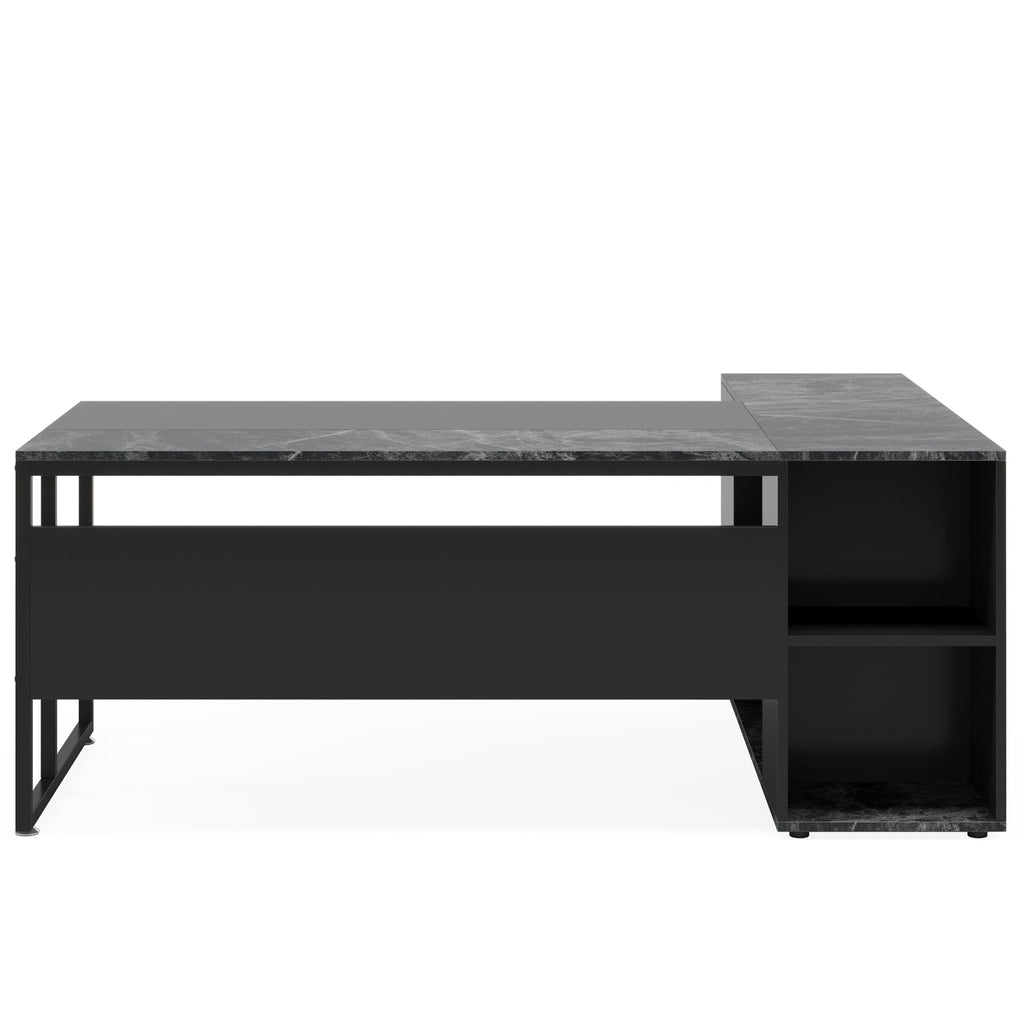 71" L-Shaped Executive Desk with Storage Cabinet & Shelves